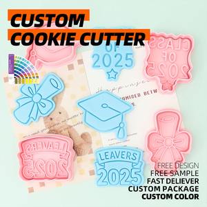 Serie de temporada de graduación Doctor Hat Certificado de graduación Cortadores de galletas de plástico ecológicos Amor 3D Dibujos animados DIY Impresión de arcilla - Product Image 2