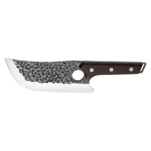 Cuchillo de Cocina <span class=keywords><strong>Pequeño</strong></span> Forjado con Diseño de Anillo para Dedo, Cuchillo Multiusos para Deshuesar y Limpiar Pescado con Patrón de Martillo para Supervivencia al Aire Libre - Product Image 4