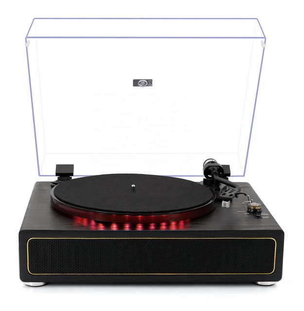 All in One Phonograph and Wireless Connective Vinyl Record Player with LED Lights Platter and Built in Speakers