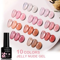 Nouveau vernis à ongles gel effet gelée printanier, 10 couleurs dont rouge, rose, nude, kit de vernis gel UV LED à retirer par trempage
