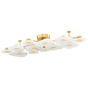 Brass & Ribbed Glass Drum Modern Luxury Flush Mount <b>Ceiling</b> <b>Light</b> | Opulent Lighting for Hotel Lobby & Premium Area - Product Image 6