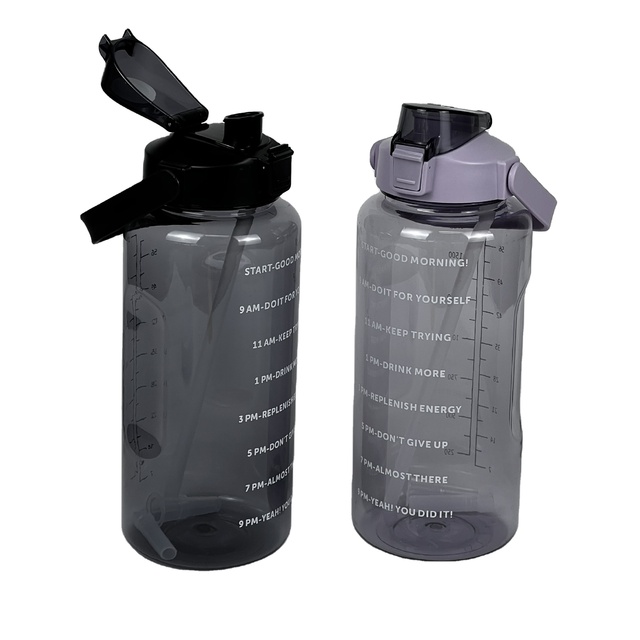 Popular 2000Ml Children Summer Drinking Reminder Plastic Sports Water Bottle Large Capacity Outdoor Cup with Scale for Gym