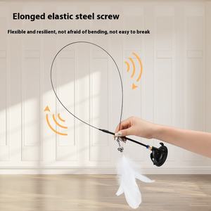 Luxuriöses Umweltfreundliches Katzenspielzeug Teaser-Stab Langer Stahldraht Feder Saugnapf Bewegung Langeweile-Linderung Haustierzubehör - Product Image 2