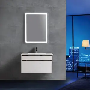 modernes luxus 800mm-linie-muster wandhängendes waschtisch-einheit-set für badezimmer hotel villa wohnung