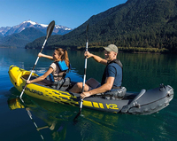Kayak double gonflable Intex B08 PVC K2 pour 2 personnes, kayak de pêche avec plancher en I-beam, jaune
