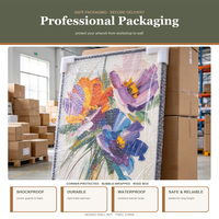 Peinture à l'huile abstraite florale peinte à la main sur toile, texture impasto, décor moderne coloré encadré pour salon