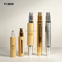 Flacon de parfum double tête en bambou écologique, portable, rechargeable, roll-on, vaporisateur, flacon vide, logo gravé sur mesure, cosmétique de voyage, parfum