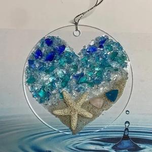 Decoração de Férias Costeira com Conchas e Estrelas do Mar, Tema de Praia, Suncatcher de Vidro Marinho 2D - Product Image 4