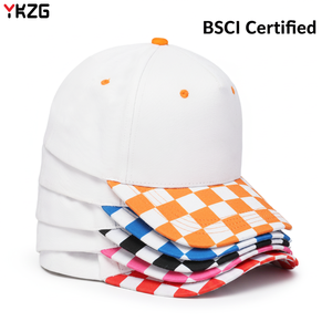 BSCI Custom 3D Embroidery Pink White Striped Brim 5 Panel Hat Adjustable Cotton Retro Snapback Baseball Hat Daily Casual Wear - Product Image 2