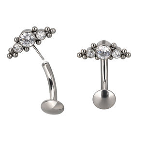 Vente en gros d'anneau de nombril sans fil en titane avec base convexe - Product Image 5