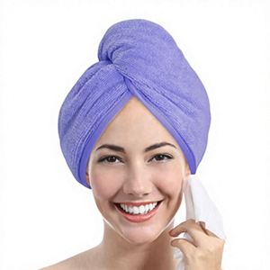 YoulerTex Lot de 2 serviettes turban en microfibre super absorbantes à séchage rapide pour cheveux bouclés longs et mouillés anti-frisottis (Violet) - Product Image 3