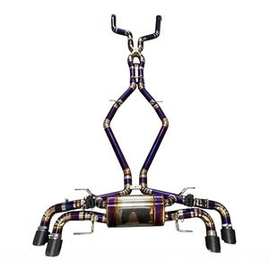 Conduit d'échappement haute performance Vortex Titanium Purple pour Alfa Romeo Stelvio 2.9T avec embouts en carbone à découpe en forme de pie et tambour central modifié - Product Image 1