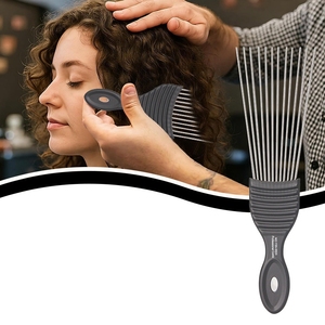 Nouveau design de peigne à cheveux pour barbier, peigne <span class=keywords><strong>afro</strong></span> en métal à dents larges, peigne à fourche, peigne à queue de rat pour la coiffure - Product Image 4