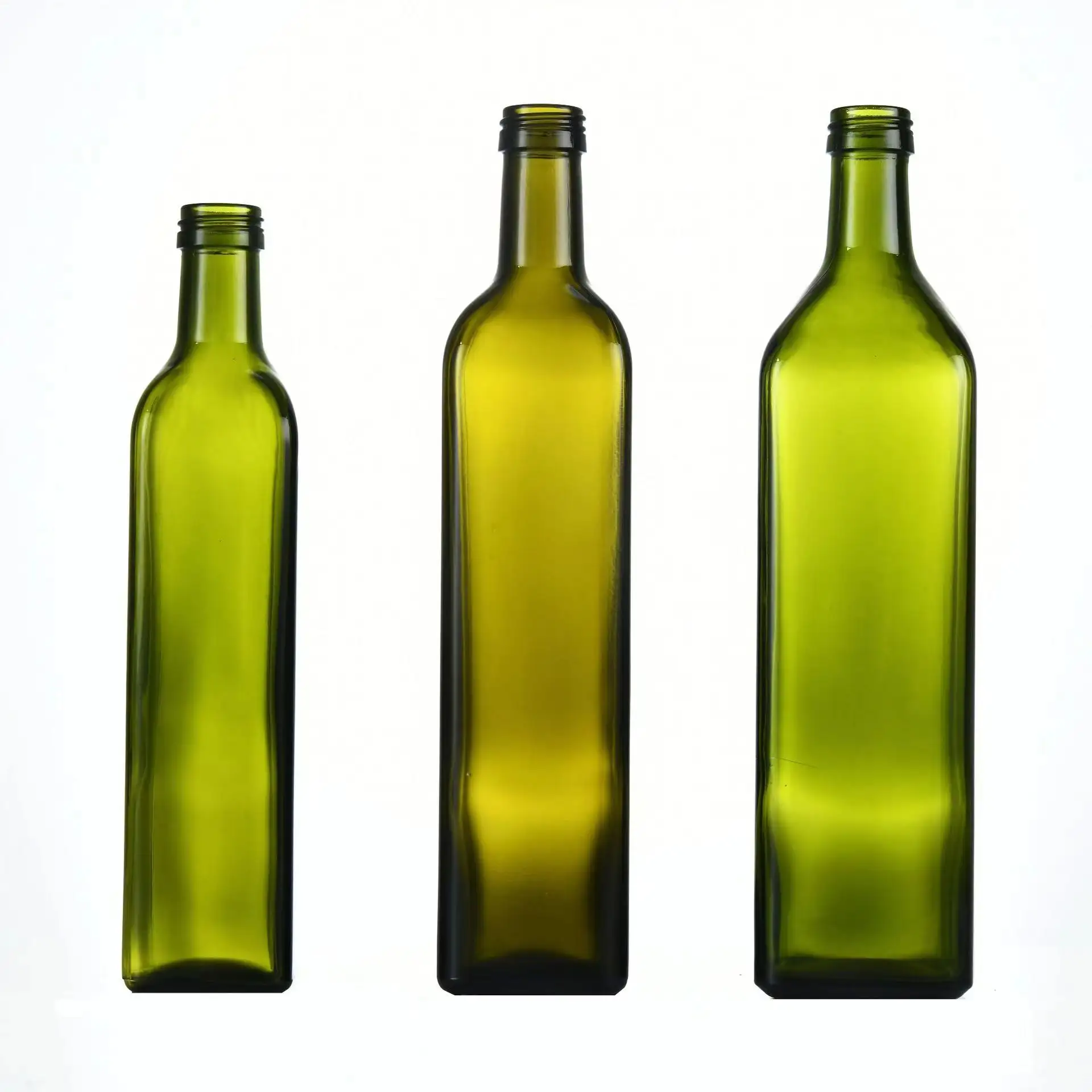 थोक सबसे अच्छा वर्ग 100ml 250ml 500ml 750ml सील गहरे हरे रंग के साथ खाद्य गिलास जैतून तेल की बोतल ढक्कन