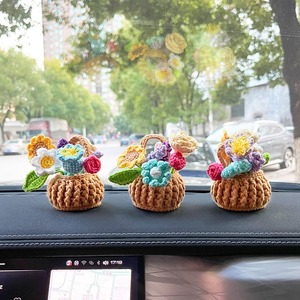 Custom New handmade versatile car ornaments <b>small</b> hanging <b>baskets</b> mini flower bouquets potted plants holiday gift for the office - Product Image 2