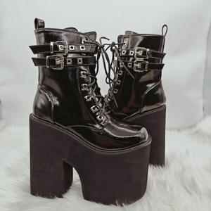 <span class=keywords><strong>Stivali</strong></span> alla Caviglia da Donna 2025, Nuovo Design di Lusso, Fatti a Mano, Alta Qualità, Punta Quadrata, Tacco Alto, Colore Nero - Product Image 2