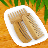 Peigne démêlant antistatique en bambou naturel, à dents larges et fines, fait main, pour salon et usage domestique