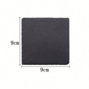 Wholesale Eco-Friendly Black Non-Slip <b>4</b>-7mm Thickness Slate Coasters Bulk <b>Set</b> Holder Square Custom Diameter Laser Engraving - Product Image 5