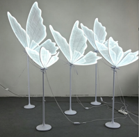 Lumière LED papillon 60 cm AC IP65 pour décoration de scène de mariage, toile de fond florale, ornement d'aile de papillon en tissu illuminé pour fête
