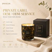 Bougie parfumée LED de Noël 280g en cire de soja et gelée, dans un bocal en verre étoilé, parfum Vin chaud et Freesia, cadeau personnalisé avec étiquette privée