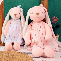Dropshipping – Nouveau jouet en peluche lapin animal de 35 cm, doux, pour enfant, avec longues oreilles, poupée lapin en peluche pour le sommeil