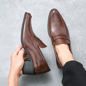 Tacco alto Penny mocassini scarpe per gli uomini che cuciono di bell'aspetto moda di alta qualità a punta da uomo Casual formale scarpe - Product Image 3