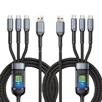 Câble de charge USB rapide 3-en-1 universel et durable de 1,2 m avec LED pour téléphones portables/Type-C/Android – Nouveauté !