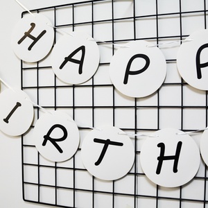 Fu Xin Neues Weißes Rundes Happy <span class=keywords><strong>Birthday</strong></span> 4-Farbig Bedrucktes Papierbanner für Baby-Party-Dekoration - Product Image 3