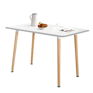 Tavolo da Pranzo Moderno Minimalista Bianco, Tavolo da Cucina Rettangolare con Piano Bianco e <span class=keywords><strong>Gambe</strong></span> Effetto Legno <span class=keywords><strong>per</strong></span> Sala da Pranzo e Cucina - Product Image 1