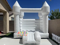 Château gonflable blanc pas cher avec piscine à balles, idéal pour mariage, en PVC 0,55 mm, installation facile, garantie 3 ans
