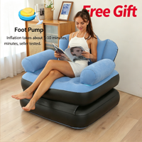 Canapé Gonflable Multifonctionnel Intérieur/Extérieur avec Coussin de Soutien Pliable et Pompe à Pied Offerte – Idéal pour la Détente