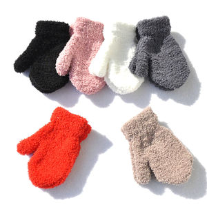 Infantile Bébé Doux Hiver Tricoté Plein Doigt Mitaines Enfants Épais Chaud Gants Corail Polaire Gants pour 1-4Y Enfant D031 - Product Image 1