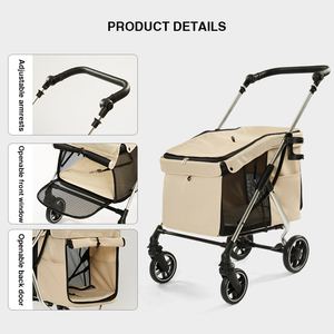 Poussette de luxe en aluminium <span class=keywords><strong>pour</strong></span> animaux de compagnie, pliable, <span class=keywords><strong>pour</strong></span> sorties de chats et chiens de taille moyenne à grande, aide à la mobilité <span class=keywords><strong>pour</strong></span> personnes âgées ou handicapées, transport en <span class=keywords><strong>voiture</strong></span> - Product Image 6