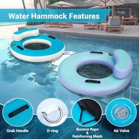 Equipo de Juego Acuático, Colchoneta Flotante de PVC con Tecnología Drop-Stitch, Anillo Flotante Redondo con Cuerda de Nailon de Alta Elasticidad