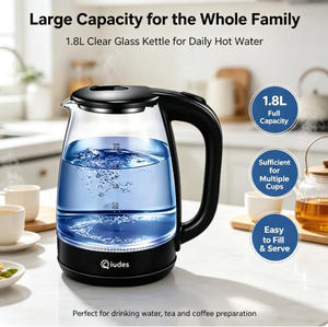 Bouilloire électrique en verre Qiudes 1,8 L, ébullition rapide, arrêt automatique, niveau d'eau visible, sans fil, pour la maison et le bureau - Product Image 2