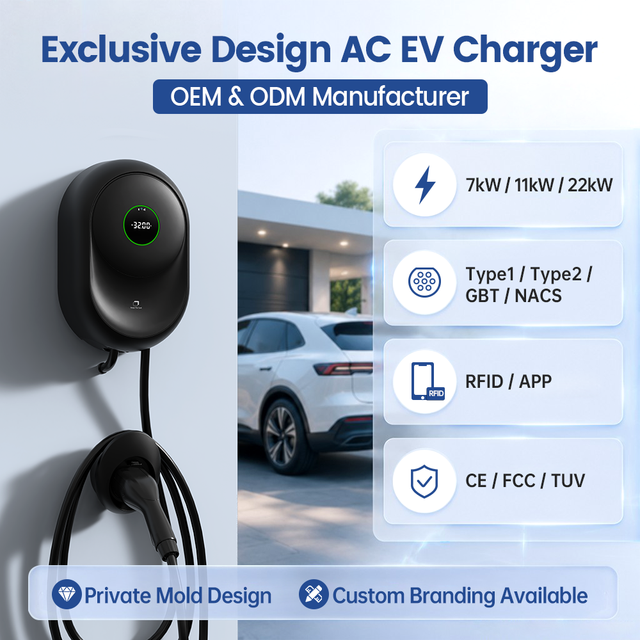 Smart AC Wallbox EV Charger Type 2 Electric Vehicle Charging Station with Mobile APP Remote Control Scheduled Charging RFID