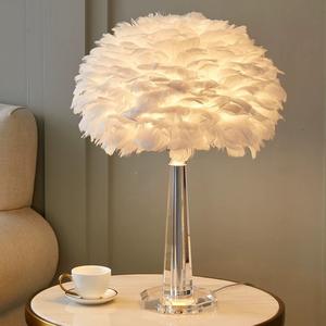 Factory Direct Luxury Personalized Crystal <b>Feather</b> Table <b>Lamps</b> for Bedroom/Hotel Popular Cross-Border Nightstand Accessories - Product Image 2