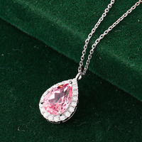 Collier en or 18 carats avec pendentif en cristal rose en forme de larme personnalisé de haute qualité, moissanite, pour femmes, mariage, fiançailles, bijoux fins
