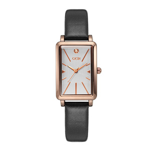 Montre femme rétro à cadran carré, fine et élégante, bracelet en cuir, montre à quartz pour femmes - Product Image 6