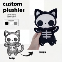Peluche personnalisée : Poupée chat à squelette souple, décoration d'Halloween, oreiller en forme de pain, chat réaliste, pour Anniversaire, Mascotte personnalisée Enshi Yulu
