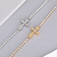 Bracelet croix en acier inoxydable YYN pour hommes et femmes, entièrement serti de zircone cubique, en acier titane, bijoux streetwear, vente en gros