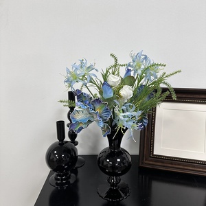 Nuevo Diseño de Ramo de Flores Artificiales de <span class=keywords><strong>Iris</strong></span> y Rosas en Azul y Morado para Decoración del Hogar, Decoración de Interiores en Maceta - Product Image 3