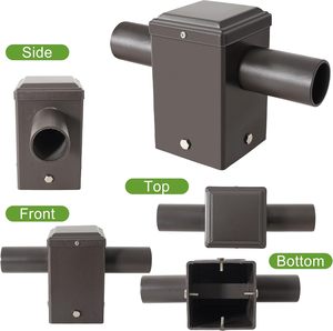 <b>Double</b> 180D Horizontal Tenon <b>Adapter</b> for 4 inch Square Pole with Slip Fitter Mount 2 3/8inch Bronze - Product Image 5
