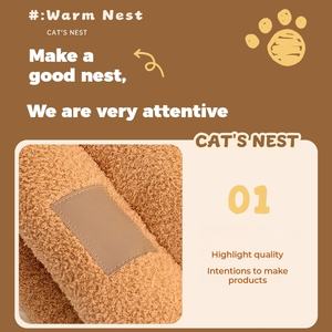 Luxe Katten Slaapzak Linnen Stof Duurzaam Wasbaar Huisdier Knuffelbed Met Dierenpatroon Duurzaam Traagschuim Op Maat - Product Image 4