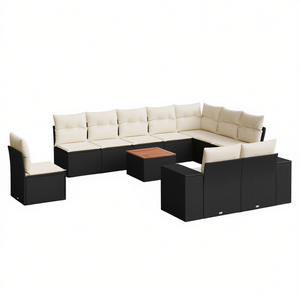 Set Divano Modulare da Giardino in Rattan PE Nero Moderno, Arredamento da Esterno con Cuscini, 7 Posti - Product Image 1