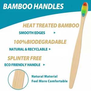 Cepillo de limpieza Muestra gratis 100% Biodegradable Ecológico Bambú Natural Orgánico Adulto Brosse a Dent Cepillo de dientes de Bambú - Product Image 2