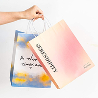 Sacs en papier kraft haut de gamme, luxueux, faits à la main, imprimés avec un logo coloré, avec poignée réutilisable, pour cosmétiques, shopping, cadeaux, sac en papier
