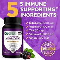 Capsules de Vitamine C, Zinc, Gingembre et Vitamine D à base de Sureau, 120 unités, 5-en-1, Complément Alimentaire, OEM ODM Marque Privée