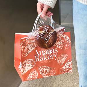 Sacs en papier kraft pour pain, écologiques, recyclables, de qualité alimentaire, imprimés sur mesure en gros, avec poignée - Product Image 4