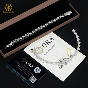 Kreuz Herzform Solid <span class=keywords><strong>Silver</strong></span> Iced Out GRA VVS Moissan ite Armband für Damen-/Herren schmuck - Product Image 5